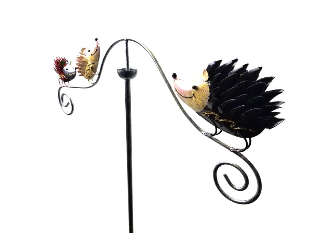 BWA Wind Spinner Windmill Garden Stake - Hedgehog Family