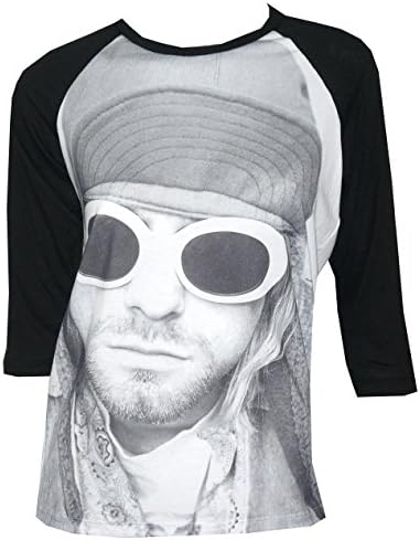 Kurt Cobain With Shades 3/4 Sleeve Raglan T-shirt White M