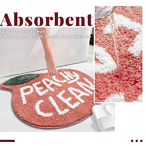RORA Peach Bath Mat Peachy Clean Bath Mats for Bathroom Non Slip Coral