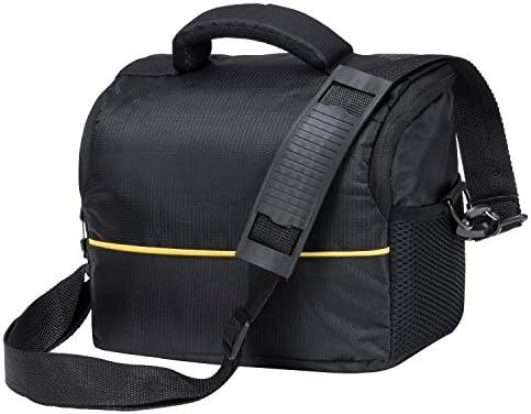 Waterproof Compact Camera Bag Case for DSLR, Coolpix, Powershot, Mirrorless, Compact Cameras and Lenses (Black-Yellow)