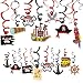 Levfla 30CT Pirate Party Hanging Foil Swirls Decoration Kids Birthday Photo Props Adventure Ideas Ceiling Captain Hat Skull Treatures Parrot Cutouts Halloween Door Whirls Streamers Favor Supplies