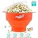 Microwave Popcorn Popper, Silicone Popcorn Maker, Collapsible Bowl with Lid and Handles, Red
