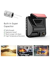 Dual Dash Cam Full HD 1920x1080P Cámara para el interior y exterior del vehículo Cámara de 3 "LCD con supercondensador, Sony Sensor, WDR, Super Night Vision, G Sensor, grabación en bucle, detección de movimiento para Uber Lyft Ta