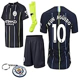 Manchester City 2018 19 Replica Aguero Kevin De Bruyne Kid Jersey Kit : Shirt, Short, Socks, Bag, Key Chain