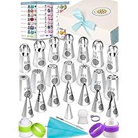 CUPCAKE RUSSIAN PIPING TIPS SET - Best 69pc Edible Flowers Cake Decorating Kit, Large Frosting Nozzles. Bonus Icing Pastry Bags. Extra Couplers. Baking Accessories and Supplies. Ball Flower Nozzle