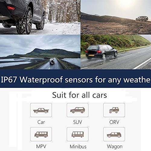 Jansite Tire Pressure Monitoring System, Cigarette Lighter Plug LCD Display with Tire Pressure, Temperature Gauge and Battery Voltage, Wireless TPMS with 4 External Sensors for Home Motor, Black - Thumbnail 5