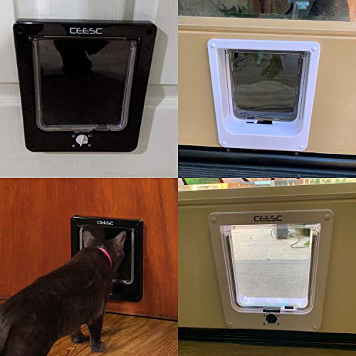 CEESC Extra Large Cat Door (Outer Size 11.6" x 9.8"), Rotary 4 Way