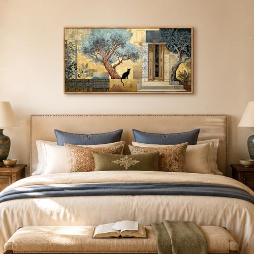SERIMINO Modern Living Room Decoration Paintings, Large Decorative Canvas, Vintage Decorative Sheets, Landscape Paintings Artistic Bedrooms, Hallways, Dining Room Room 50 x 100 cm | Patio Tonos Dorados, Lona Mate, Impresión Hd, Instalación Sencilla, Multi Espacios