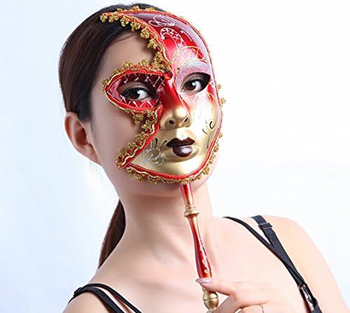 Venetian Mysterious Musical Mardi Gras Masquerade Mask with Holding Stick