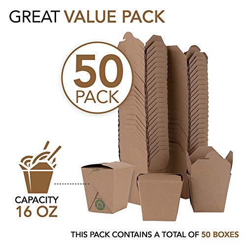 Take Out Food Containers 16 Oz Microwaveable Kraft Brown Paper Chinese