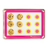 Cute Silicone Baking Mat - Sunflower Design, Yellow & Pink Half Sheet Nonstick Baking Mat - 16 1/2