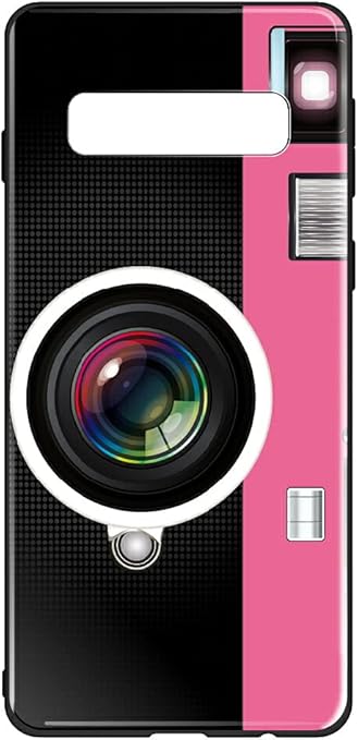 Amazon Galaxy S10 Scv42 ケース 背面 ガラスハイブリッドケース サムスン ギャラクシーエステンプラス Scv42 Sc04l カバー スマホケース かわいい おしゃれ カメラ イラスト デザイン プリント 柄 7291 J ピンク 背面カバー 9h硬度 強化ガラス Tpu バンパー 衝撃