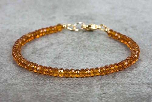 Hessonite Bracelet, High Quality Hessonite Delicate Bracelet, Garnet Bracelet