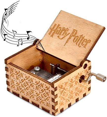 Yoomarket Music Box for Harry Potter Hedwig's Theme Carved Wooden Hand Crank Musical Box Vintage Classic Handmade Engraved Children's Day Birthday Gift for Kids, Boys, Girls, Friends