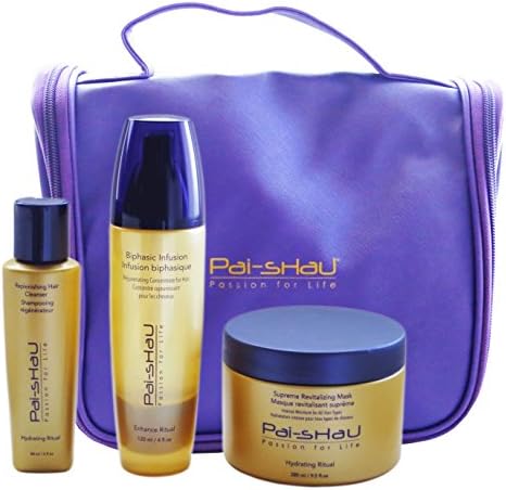 Pai Shau Hair Products Gift Set: Shampoo 3 Oz, Biphasic Infusion 4 Oz, Revitalizing Mask 9.5 Oz
