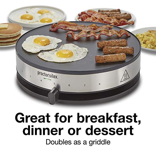 Proctor Silex Electric Crepe Maker with 13” Nonstick Griddle for Eggs