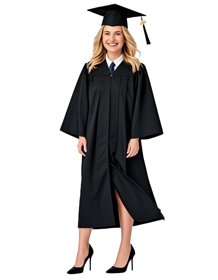 Photo 1 of GradPlaza Matte Graduation Cap and Gown 2025 Tassel Year Set for Middle High College School Black Cap and Gown Size 51 Robe