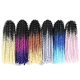 Spring Twist Hair Ombre Colors 3 Packs Synthetic Braiding Hair Extensions 8 inch fashion Crochet Braids(3 Packs,Black Grey)