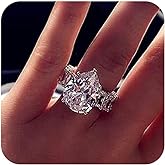 RKKOJJO Sterling Silver Water Drop Diamond Ring - Cubic Zirconia, Luxury Style for Women