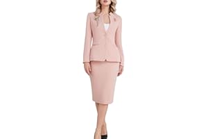 Kelyaa Women's 2 Piece Suit Skirt Set Business Office Work Blazer Jackets and Pencil Skirt with Slit