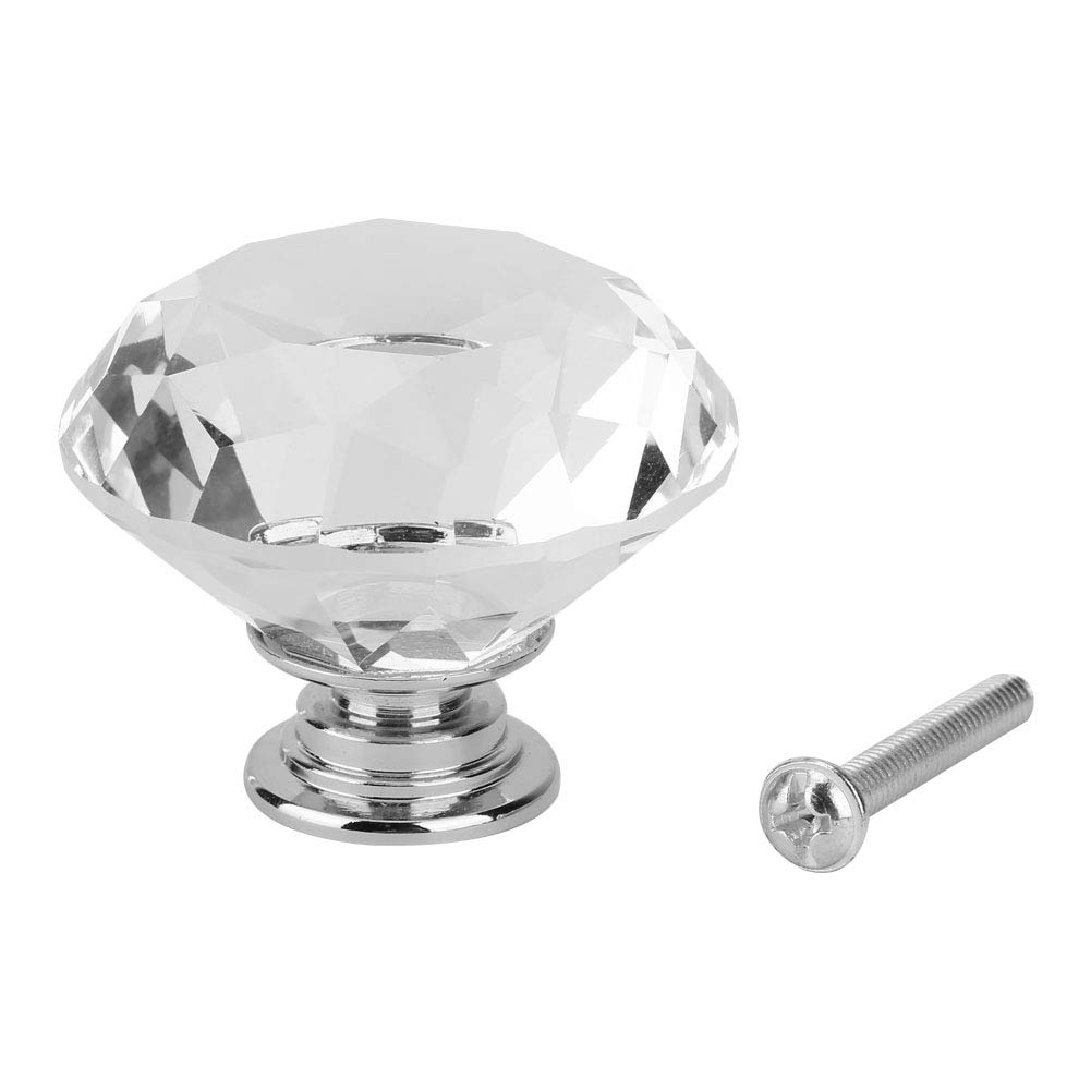 FTVOGUE 40mm Diamond Shape Furniture Knob Crystal Glass Pull Handle Cabinet Knob for Wardrobe Drawer Cupboard