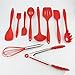 BonBon 10Pcs/Set Silicone Heat Resistant Kitchen Cooking Utensils Non-Stick Baking Tool Tongs ladle Gadget (Red)