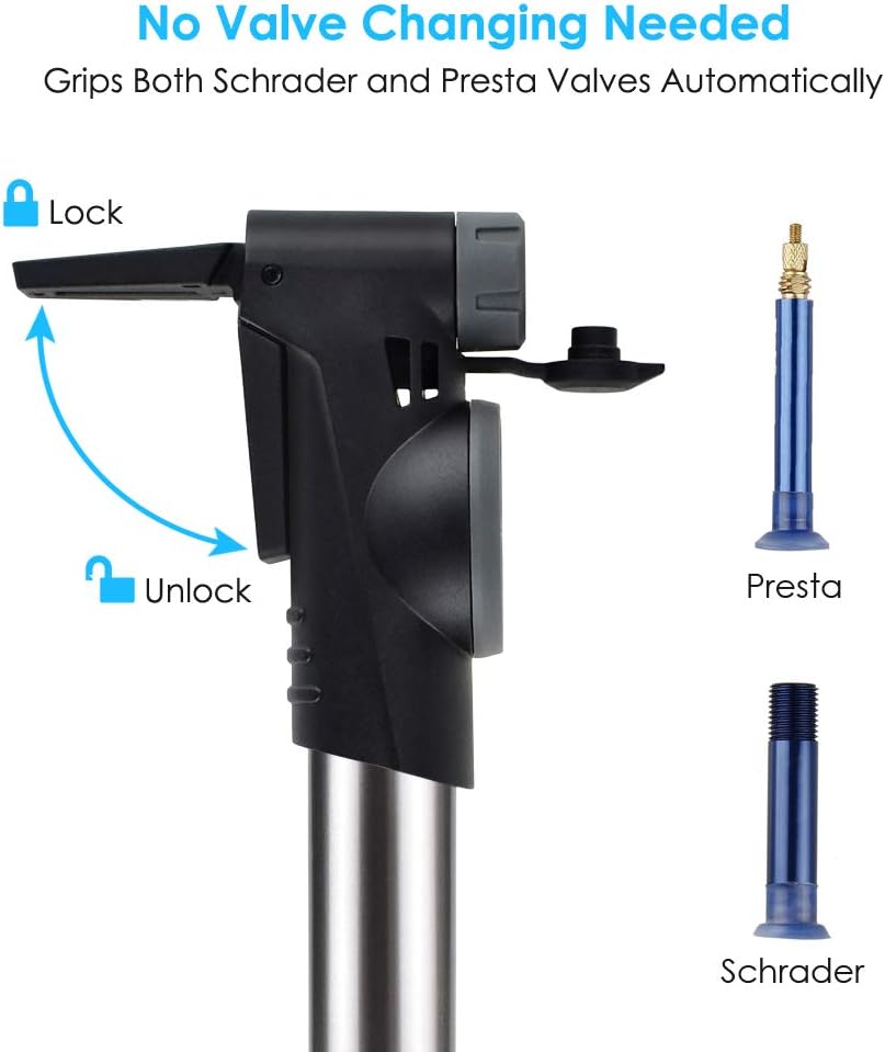 BROTOU Mini Bike Pump Ball Bump with Gauge & Smart Valve Fits Presta and Schrader High Pressure PSI Bicycle Ball Pumps : Sports & Outdoors
