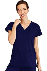 Minty Mint Women's V Neck Solid Stretch Medical