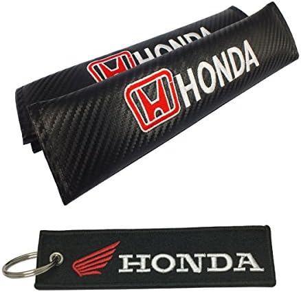 1pcs Honda Tag Keychain and 2pcs Carbon Fiber Seat Belt Shoulder Pad Cover Fit For Honda Car Model