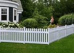 Zippity Outdoor Products ZP19002 High No-Dig Newport Vinyl Permanent Picket Unassembled Yard Fence, 36", White