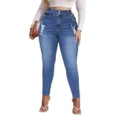 Lady Jeans Plus Size for Women High Waisted Stretchy Skinny Jeggings