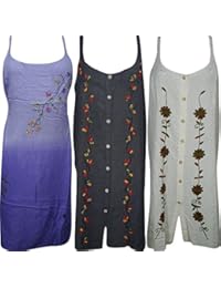 Womens Shift Dress Embroidered Sleeveless Bohemian Summer Holiday Sundress Wholesale Lot Of 3