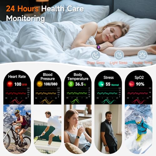 2026 Smart Watch for Men with Blood Pressure/ECG/Sleep Monitor,1.43"AMOLED Fitness Tracker with Bluetooth Calls/SOS Button, 24/7 Heart Rate/Body Temperature/SpO2,Waterproof Watch for Android iOS