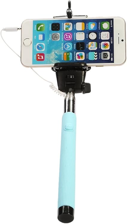 Amazon Tkoofn Iphone Android自撮り棒 スマホ自撮り棒 有線自撮り棒 設定不要 しっかりした構造で安心と便利 ライトブルー 自撮り棒 通販