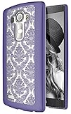 LG G4 Case, G4 Case, SGM (TM) Damask Design Pattern Rubber Coating Ultra Slim Fit Hard Hybrid Case Cover for LG G4 + SGM (TM) Microfiber Cleaning Cloth (Purple)