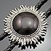 Vintage Silver Sun Faux Obsidian Leather Line Dance Rodeo Western Cowboy Bolo Bola Tie