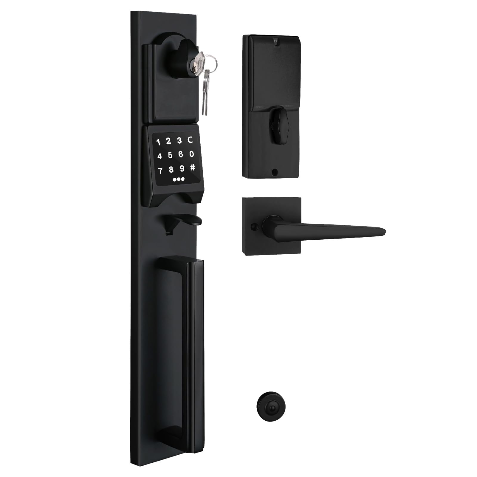 Photo 1 of NEWBANG Smart Electronic Door Lockset with Keypad for Single Door,Keyless Electronic Front Door Handleset with Adjustable Hole Postion.