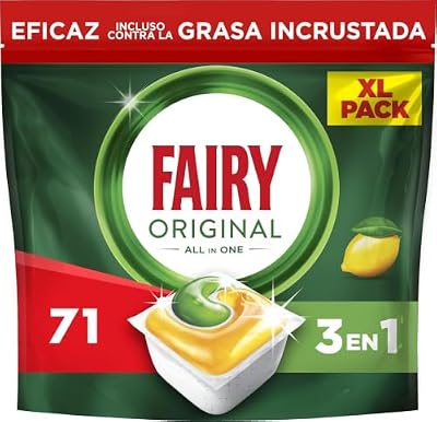 Cápsulas para máquina de lavar louça fairy original all in one limão, 71 cápsulas