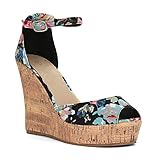 Twisted Women's Kenzie Floral Print Canvas Wedge Sandals
