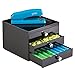 InterDesign Office Desk Organizer – Cabinet with 3 Slim Storage Drawers for Highlighters, Paper Clips, Scissors and Office Accessories, Black