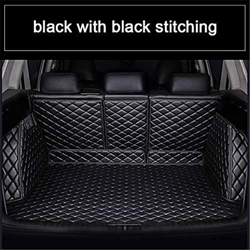 chuchu88 3D Full Leather Car Rear Trunk Mat Boot Mat for Nissan Patrol Y62-2012-2018 Custom Fit Car Cargo Liner(Black with Black Stitching)