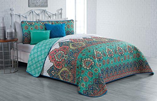 Avondale Manor Livia 5-Piece Quilt Set, Queen, Jade Green