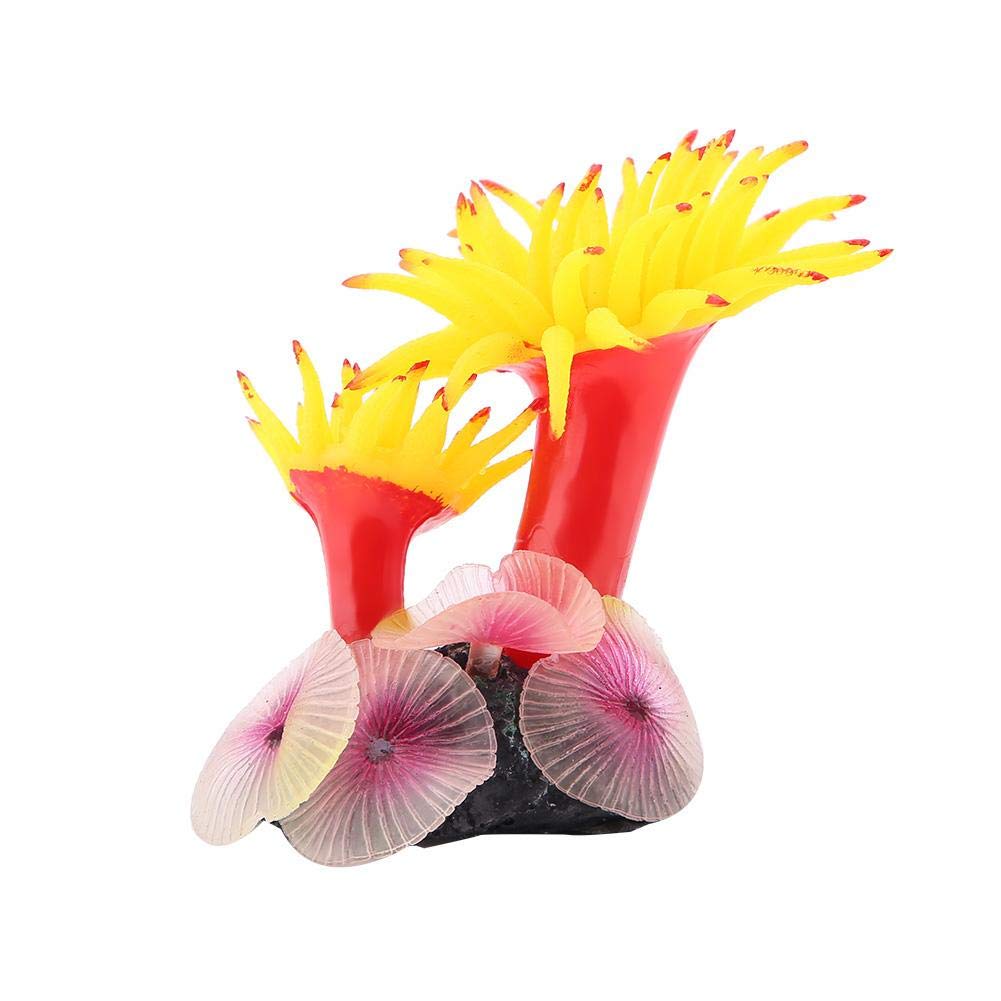 Pssopp Artificial Coral Plant Décor Ornament Simulation Coral Aquatic Plants Artificial Silicone Coral,for Fish Tank Aquarium Ornaments Plastic Landscape Decoration(Yellow)