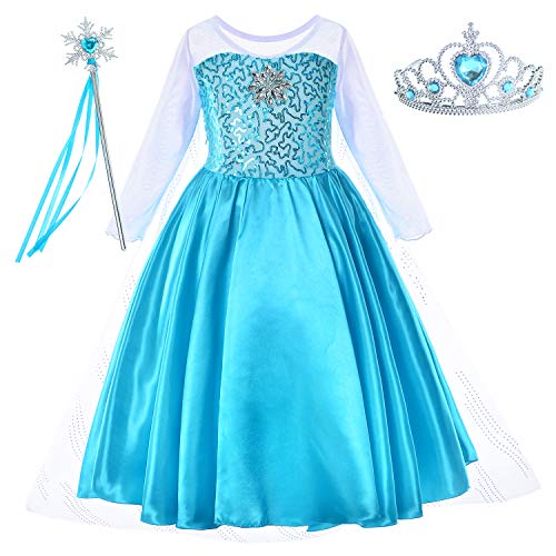 Snow Queen Princess Elsa Dress Up Costume With Accessories Toddler Little Girls 3t 4t 3-4 Years (105cm)