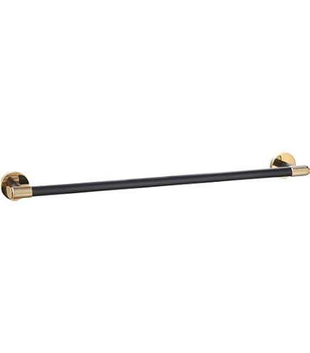 SENMY Lujoso Acabado PVD Negro Mate Moleteado Dorado Brillante, Construcción De Latón Macizo, Toallero De 24 Pulgadas, Resistente Al óxido, Resistente, Toallero A Prueba De Corrosión Para Montaje En