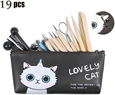 Asery Polymer Clay Tools 19Pcs Modeling Clay tools set Ball Styluses Tool Clay Wooden Dotting Tools with Storage Case For Pottery Modeling Clay Sculpture