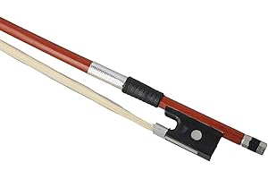 Violin Bow for 1/4 1/8 1/10 Size, Red Sandalwood with White Horsehair, Straight Arch for Beginner Practice, Smooth Balance an