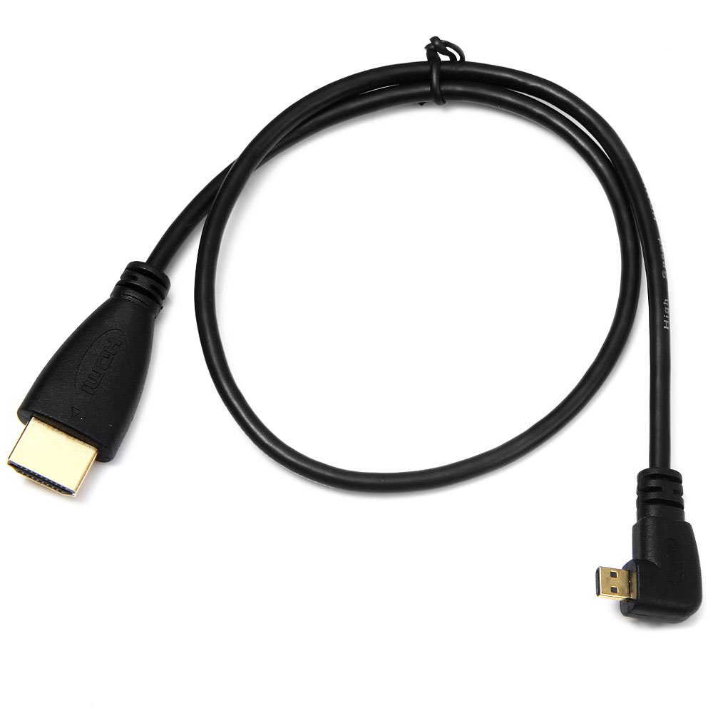 cablecc Right Angled 90 Degree Micro HDMI to HDMI Male HDTV Cable 50 cm for Mobile Phone & Tablet