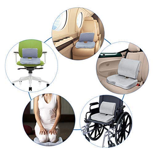 Essort Seat Cushion U-shaped Memory Foam Back Lumbar Support Provides Pillows Coccyx Sciatica Tailbone Relief For Office Chair Car Sofa Wheelchair Outdoor with Washable Cover Grey