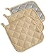 DII Basic Terry Collection Quilted 100% Cotton, Potholder, Pebble, 3 Piece